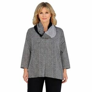 IC by Connie K Asymmetrical Tunic Top Women M Polka Dot Artsy Chic Lagenlook